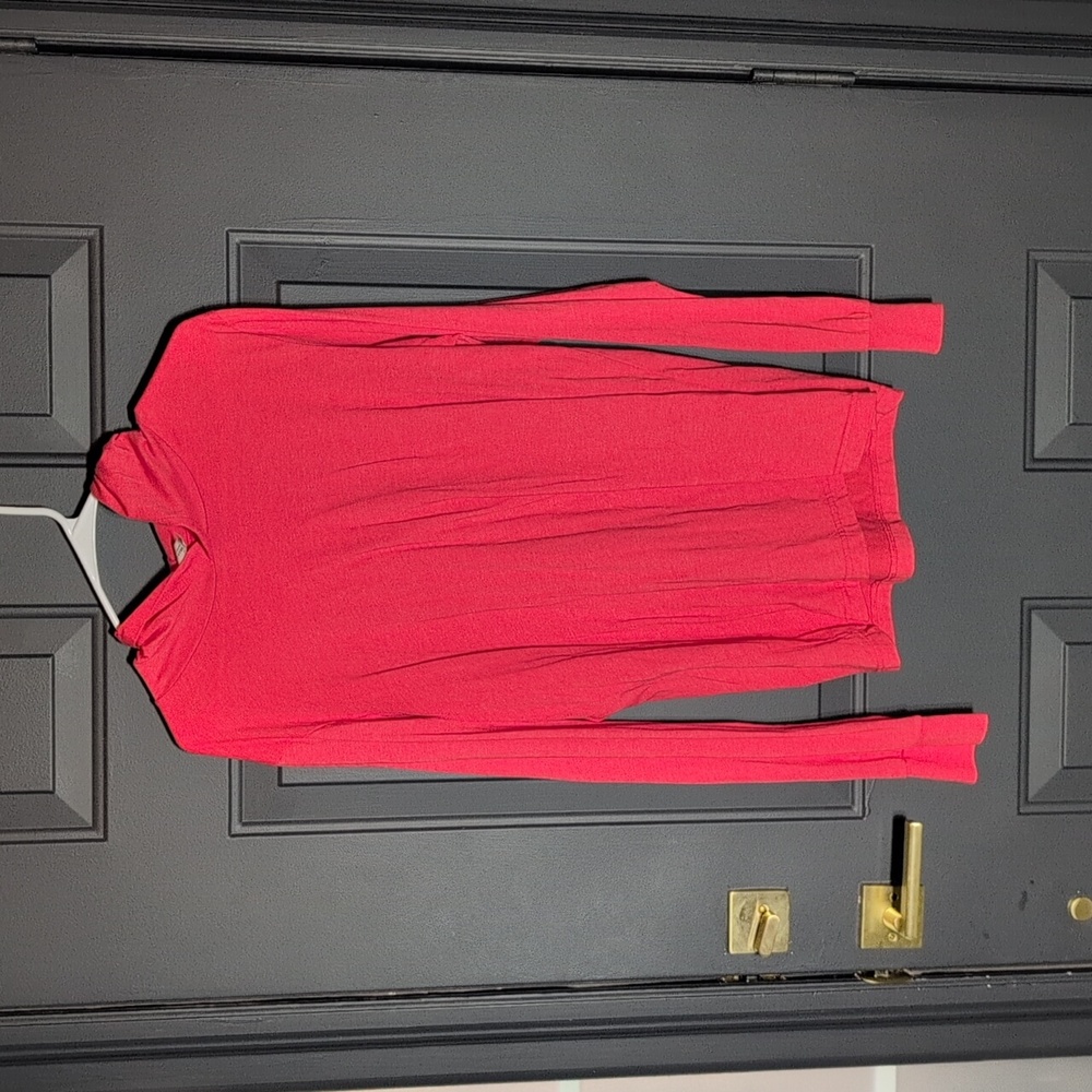 Bella + Canvas Red Hooded Long Sleeve Top Men's Large Hoodie